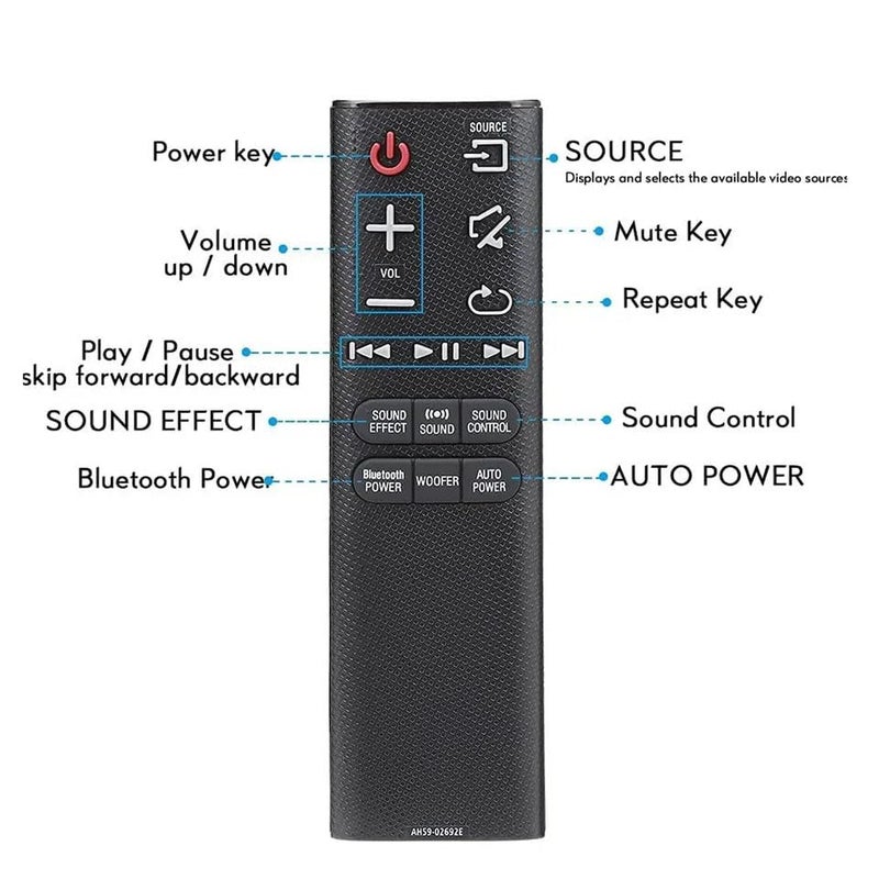 econtrolly New Replacement Remote Control AH59-02692E Compatible with Samsung soundbar HW-JM6000C HW-J55 HW-J551 HW-JM35 HW-J450 HW-J355 HW-J355/ZA HW-J450/ZA HW-J550 HW-J550/ZA HW-J6000 HW-J6000/ZA HW-JM35/ZA - Image 2